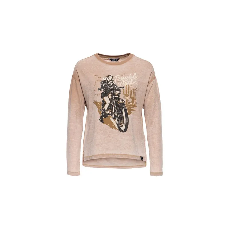 Niska cena LONGSLEEVE DAMSKI QUEEN KEROSIN TROUBLE MAKER MIDBROWN