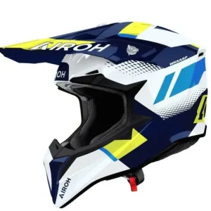AIROH KASK CROSS / ENDURO / ATV / QUAD WRAAAP VISION KOLOR ŻÓŁTY FLUO/NIEBIESKI/BIAŁY ROZMIAR L Premium