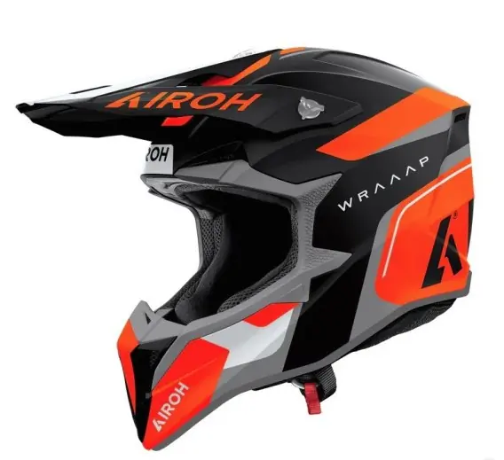 Ograniczona ilość AIROH KASK CROSS / ENDURO / ATV / QUAD WRAAAP CONQUER KOLOR POMARAŃCZOWY/CZARNY/BIAŁY MAT ROZMIAR L