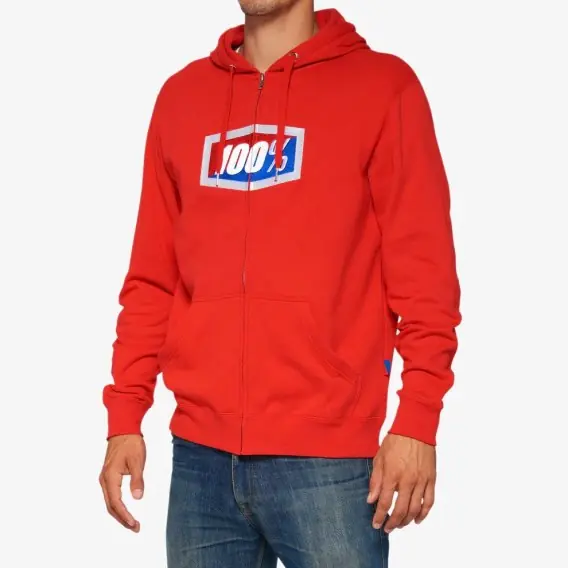 100 PROCENT BLUZA NA ZAMEK OFFICIAL ZIP HOODIE FLEECE RED KOLOR CZERWONY ROZMIAR S Nowość