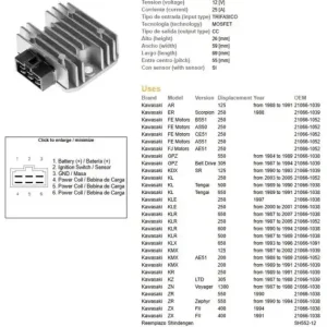 Cena promocyjna DZE WYPRZEDAŻ REGULATOR NAPIĘCIA KAWASAKI KDX 125 ‘90-‘93; KLE 250; KL 500/650 ‘89-‘91; KMX 125/200 ‘87-‘02; KLX 650 ‘93-‘96 (ES