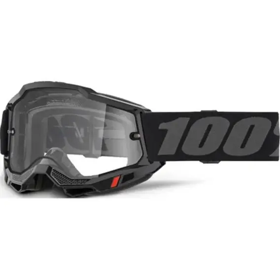 100 PROCENT GOGLE ACCURI 2 ENDURO MOTO BLACK - CLEAR LENS - KOLOR CZARNY/SZARY SZYBKA PRZEŹROCZYSTA Wyprzedaż