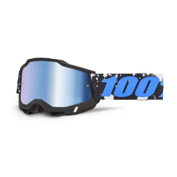 100 PROCENT GOGLE ACCURI 2 CALLISTO - MIRROR BLUE LENS - KOLOR CZARNY MAT/BIAŁY/CZERWONY SZYBKA NIEBIESKIE LUSTRO Hit sprzedaży